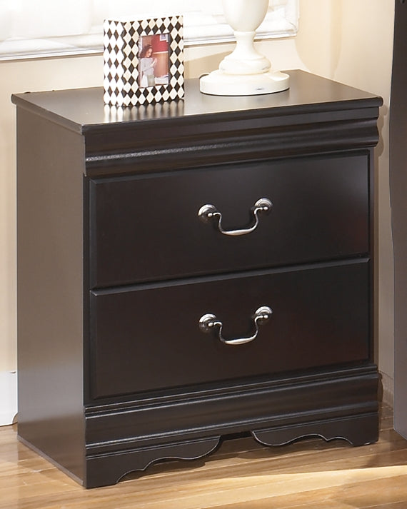 Furniture City Biloxi - Ashley Furniture - Huey Vineyard Bedroom - Two Drawer Night Stand / Black - B128-92