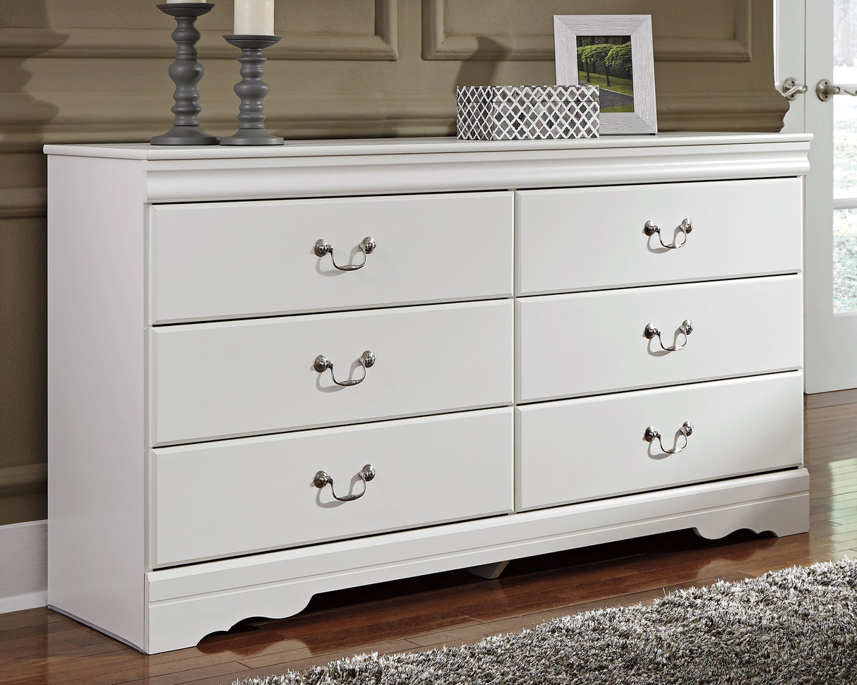 Furniture City Biloxi - Ashley Furniture - Anarasia Bedroom - Six Drawer Dresser / White - B129-31