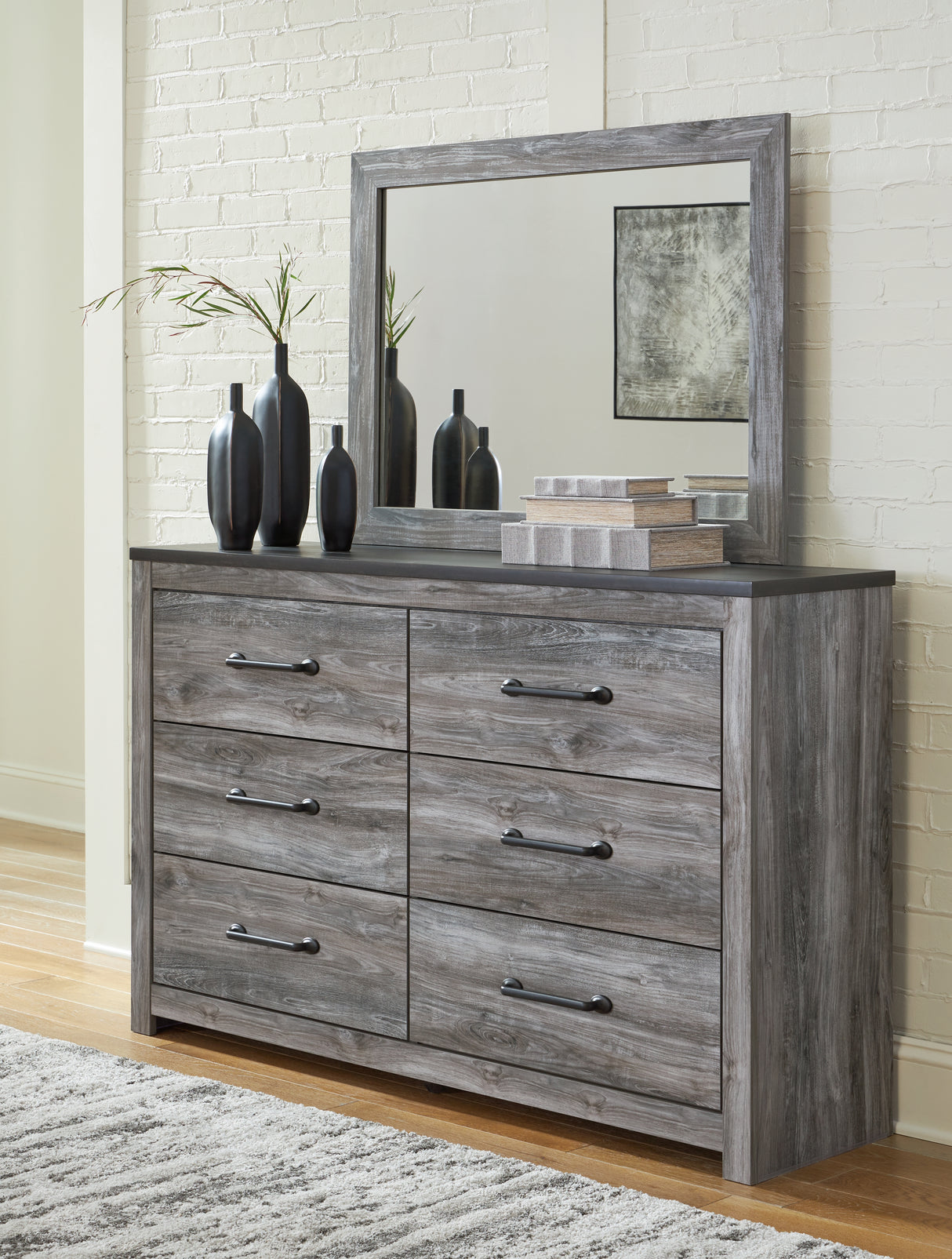 Furniture City Biloxi - Ashley Furniture - Bronyan Bedroom - Dresser and Mirror / Dark Gray - B1290B1