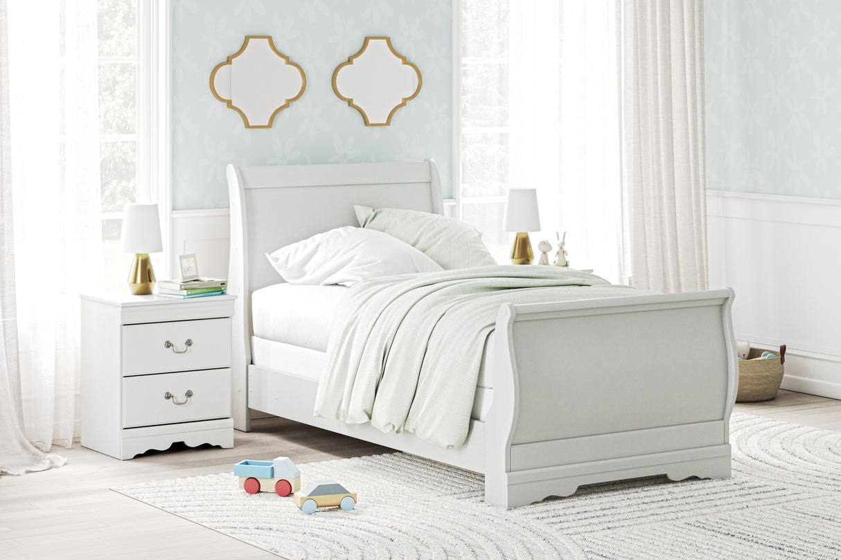 Furniture City Biloxi - Ashley Furniture - Anarasia Bedroom - Twin Sleigh Bed / White - B129B1