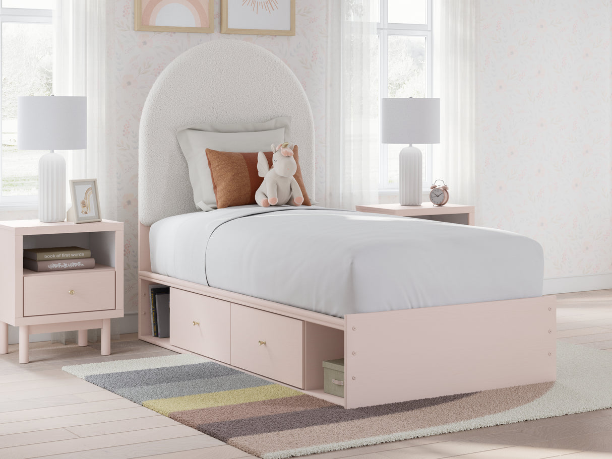Furniture City Biloxi - Ashley Furniture - Wistenpine Bedroom - Twin Upholstered Panel Bed with Storage / Blush - B1323B12