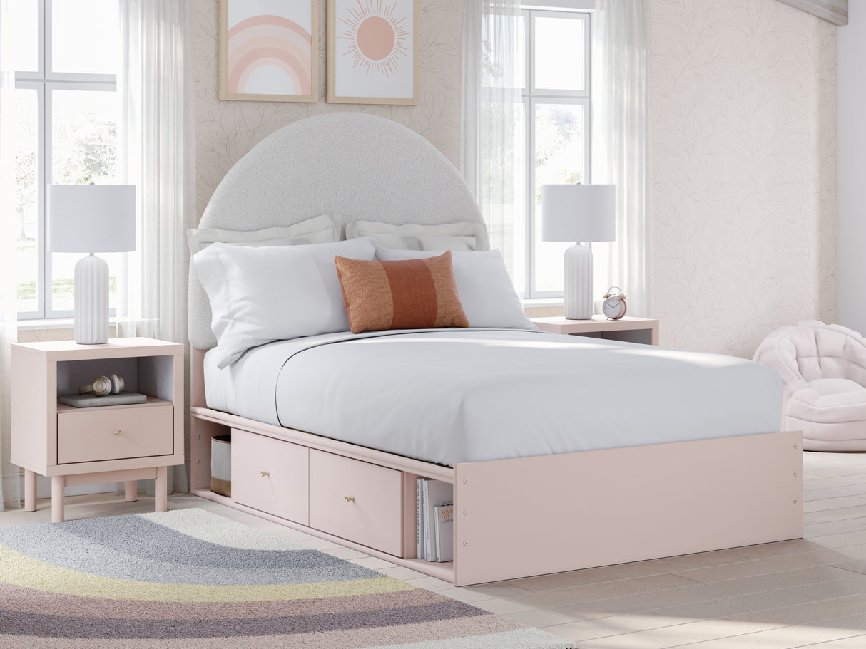 Furniture City Biloxi - Ashley Furniture - Wistenpine Bedroom - Full Upholstered Panel Bed with Storage / Blush - B1323B15