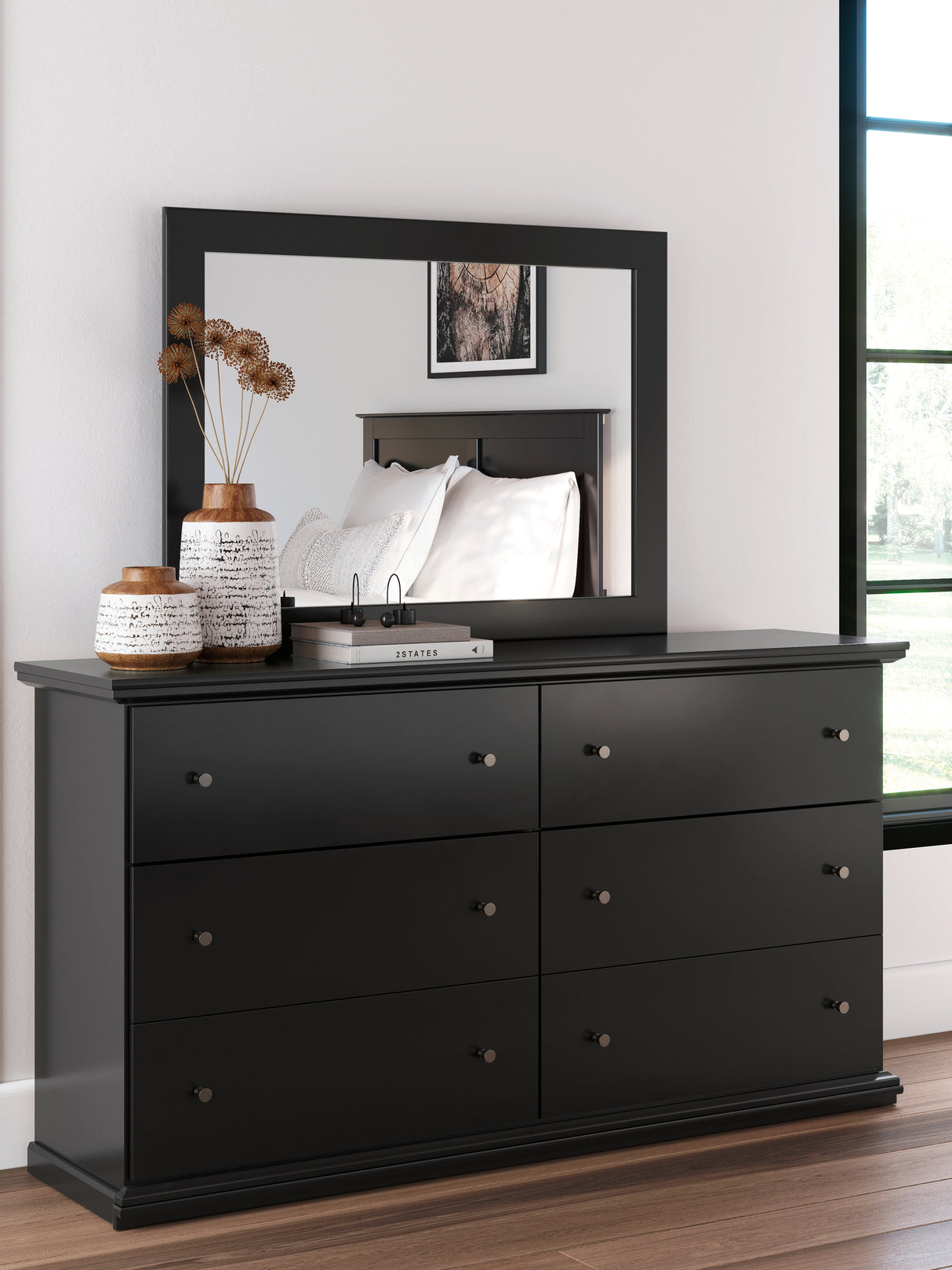 Furniture City Biloxi - Ashley Furniture - Maribel Bedroom - Dresser and Mirror / Black - B138B50