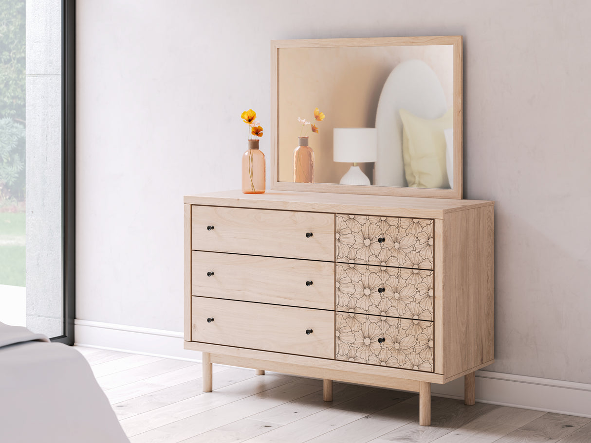 Furniture City Biloxi - Ashley Furniture - Arloster Bedroom - Dresser and Mirror / Tan - PCB1566B1