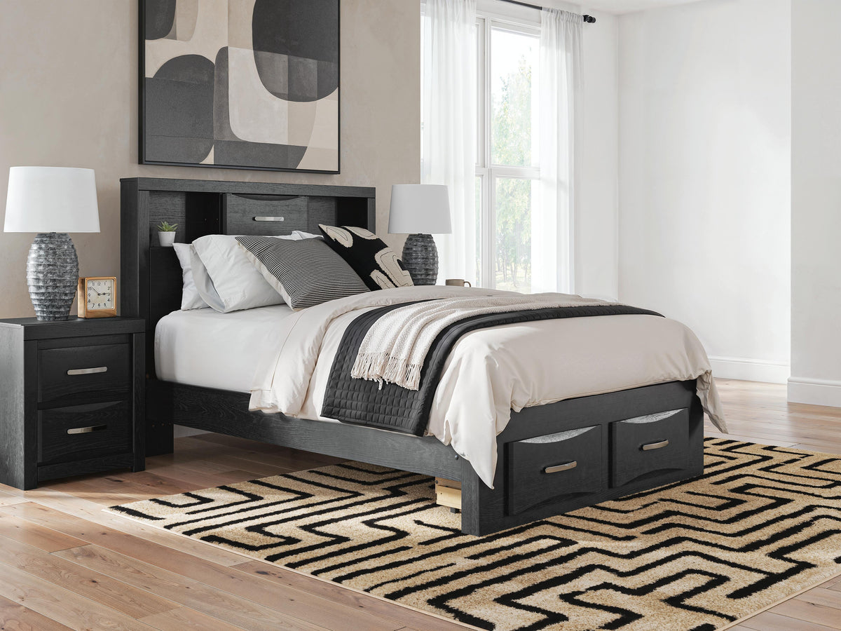 Furniture City Biloxi - Ashley Furniture - Stabotta Bedroom - Full Bookcase Storage Bed / Black - PCB1755B2