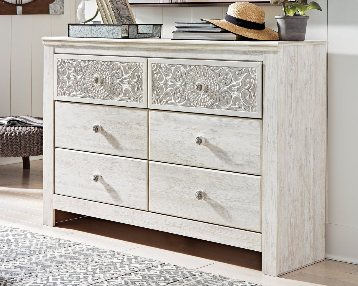Furniture City Biloxi - Ashley Furniture - Paxberry Bedroom - Six Drawer Dresser / Whitewash - B181-31
