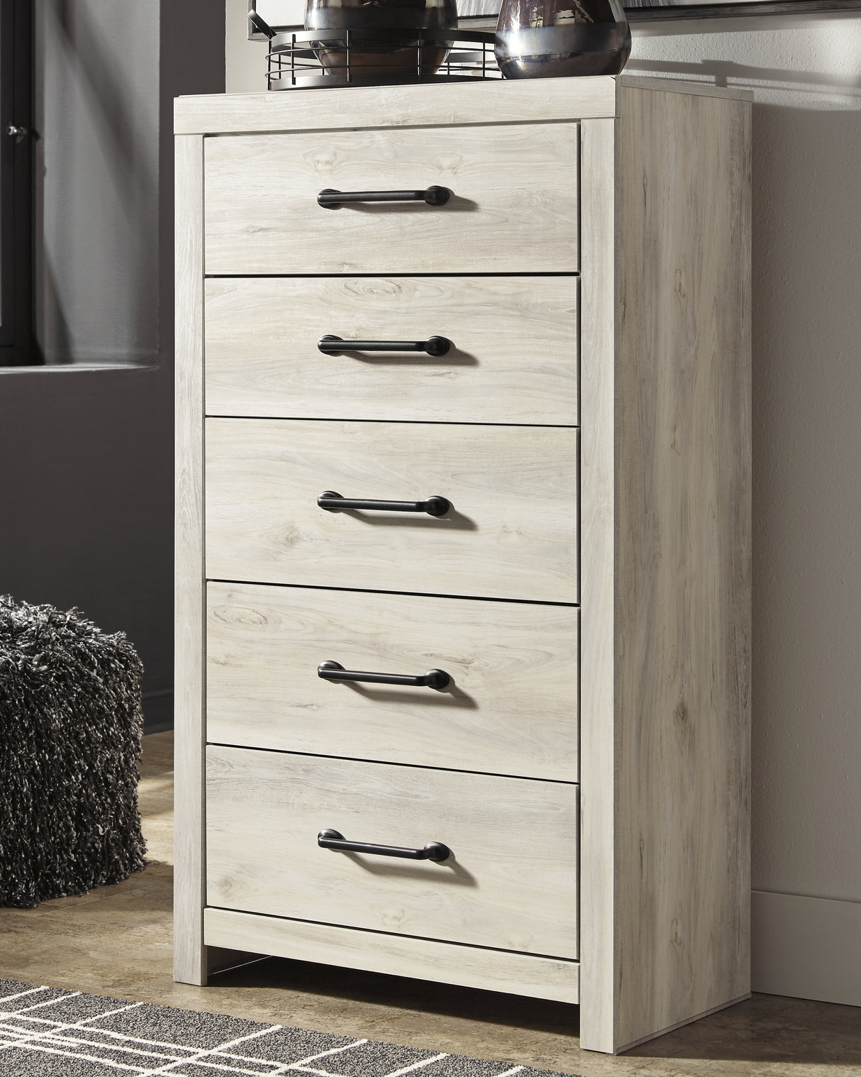 Furniture City Biloxi - Ashley Furniture - Cambeck Bedroom - Five Drawer Chest / Whitewash - B192-46