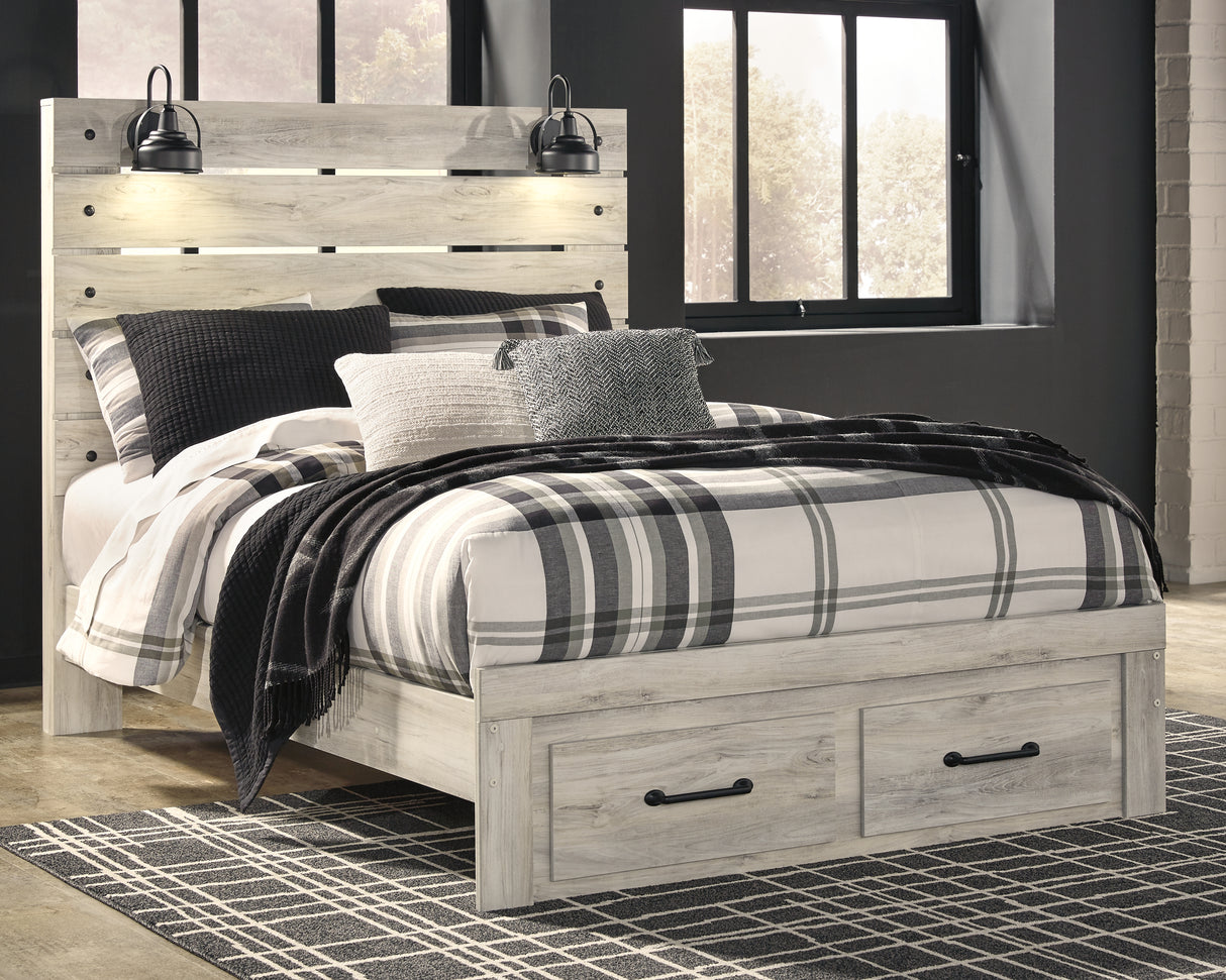 Furniture City Biloxi - Ashley Furniture - Cambeck Bedroom - Twin Panel Bed with 4 Storage Drawers / Whitewash - B192B21