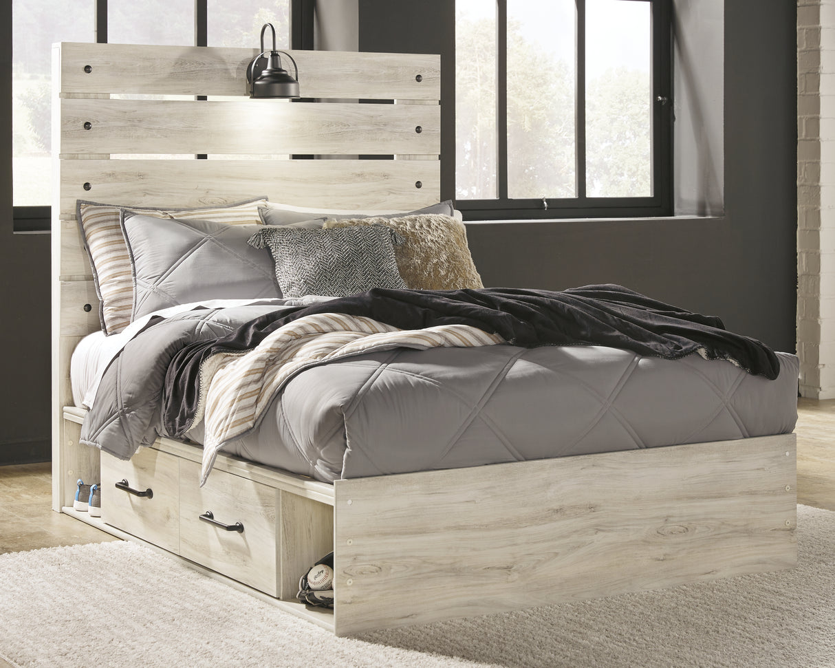 Furniture City Biloxi - Ashley Furniture - Cambeck Bedroom - Full Panel Bed with 4 Storage Drawers / Whitewash - B192B34