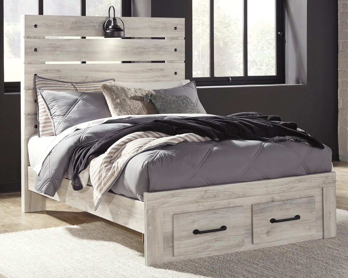 Furniture City Biloxi - Ashley Furniture - Cambeck Bedroom - Full Panel Bed with 2 Storage Drawers / Whitewash - B192B33