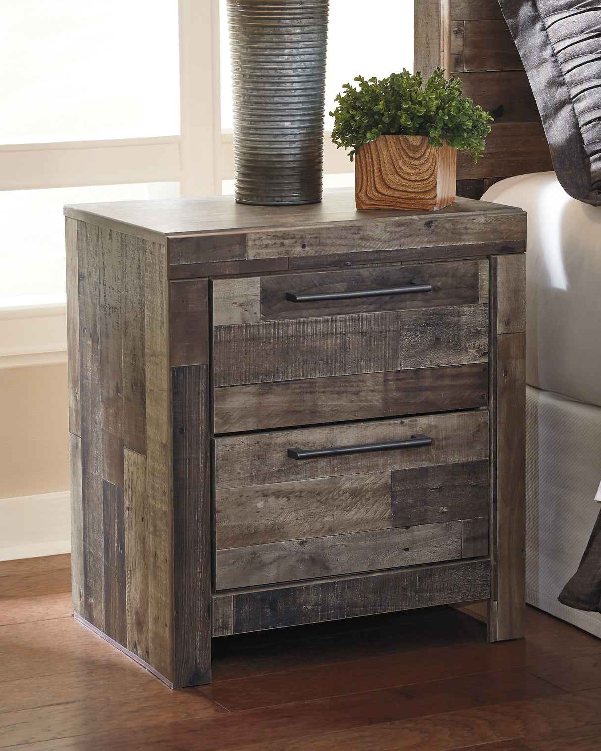 Furniture City Biloxi - Ashley Furniture - Derekson Bedroom - Two Drawer Night Stand / Multi Gray - B200-92