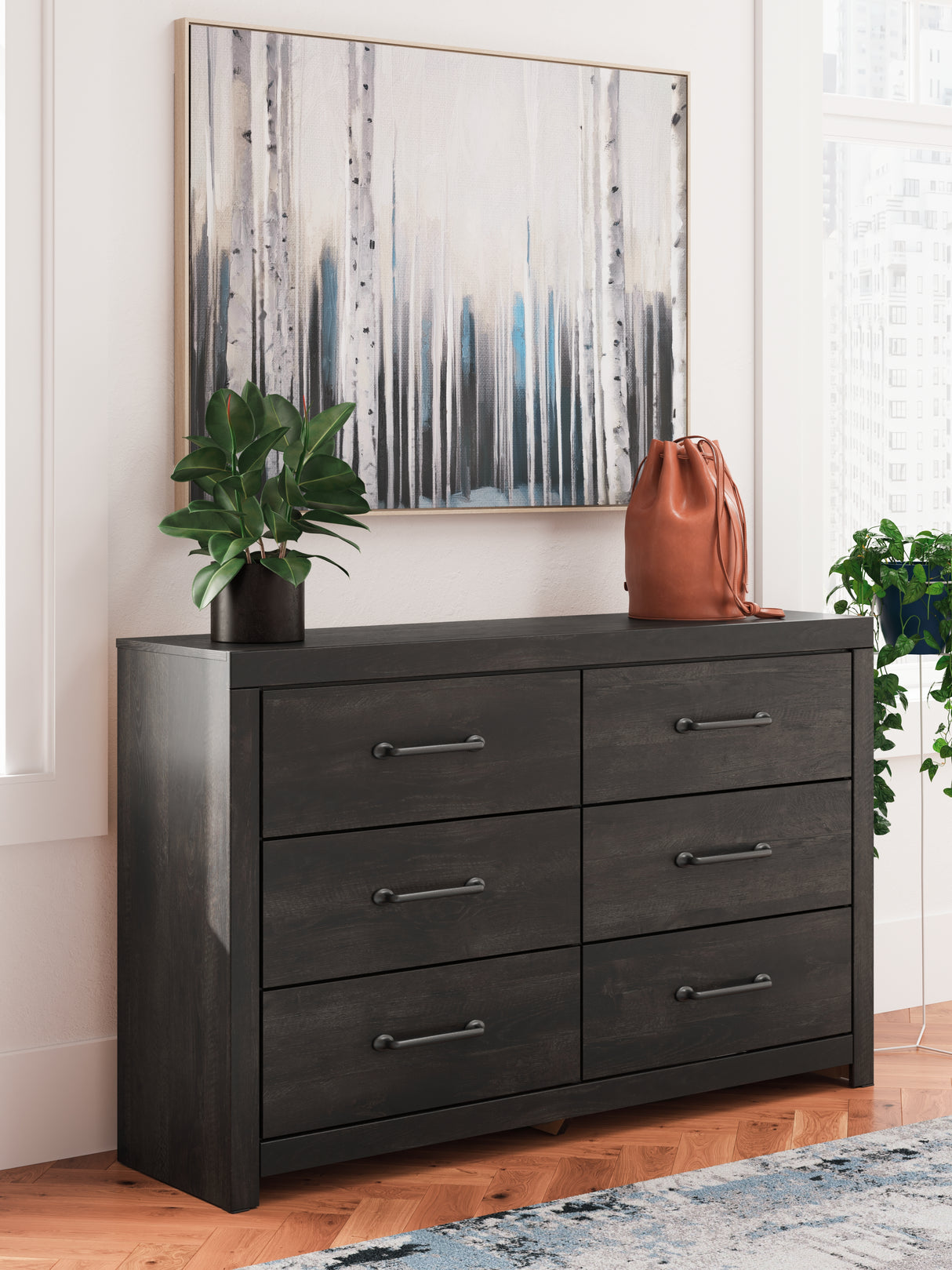 Furniture City Biloxi - Ashley Furniture - Hollivern Bedroom - Six Drawer Dresser / Dark Gray - PCB2108-31