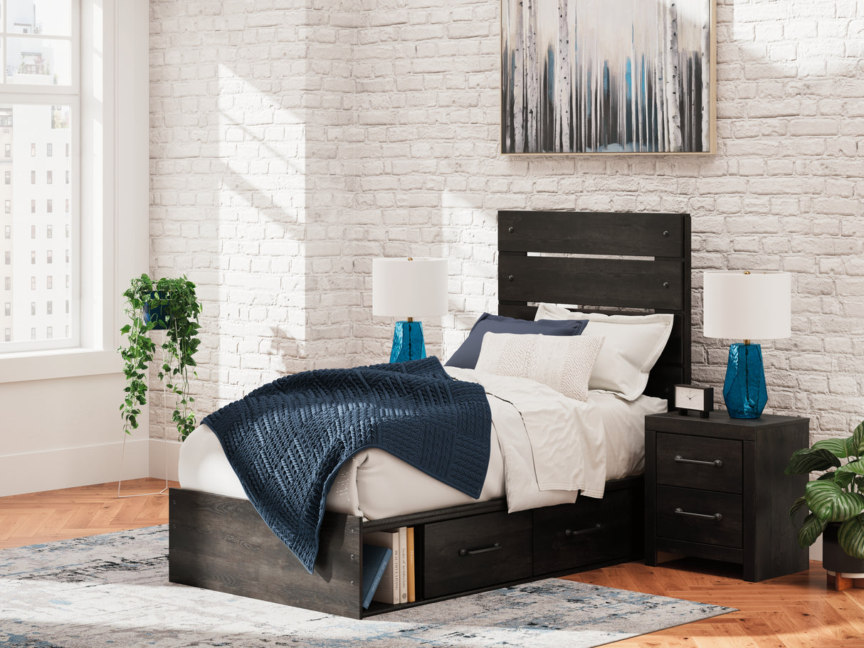 Furniture City Biloxi - Ashley Furniture - Hollivern Bedroom - Twin Panel Bed with Storage / Dark Gray - PCB2108B18