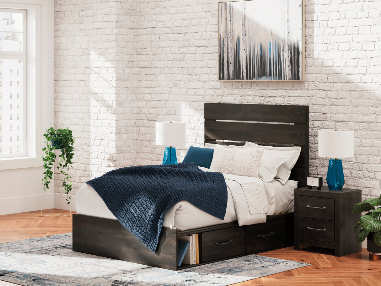 Furniture City Biloxi - Ashley Furniture - Hollivern Bedroom - Full Panel Bed with Storage / Dark Gray - PCB2108B16