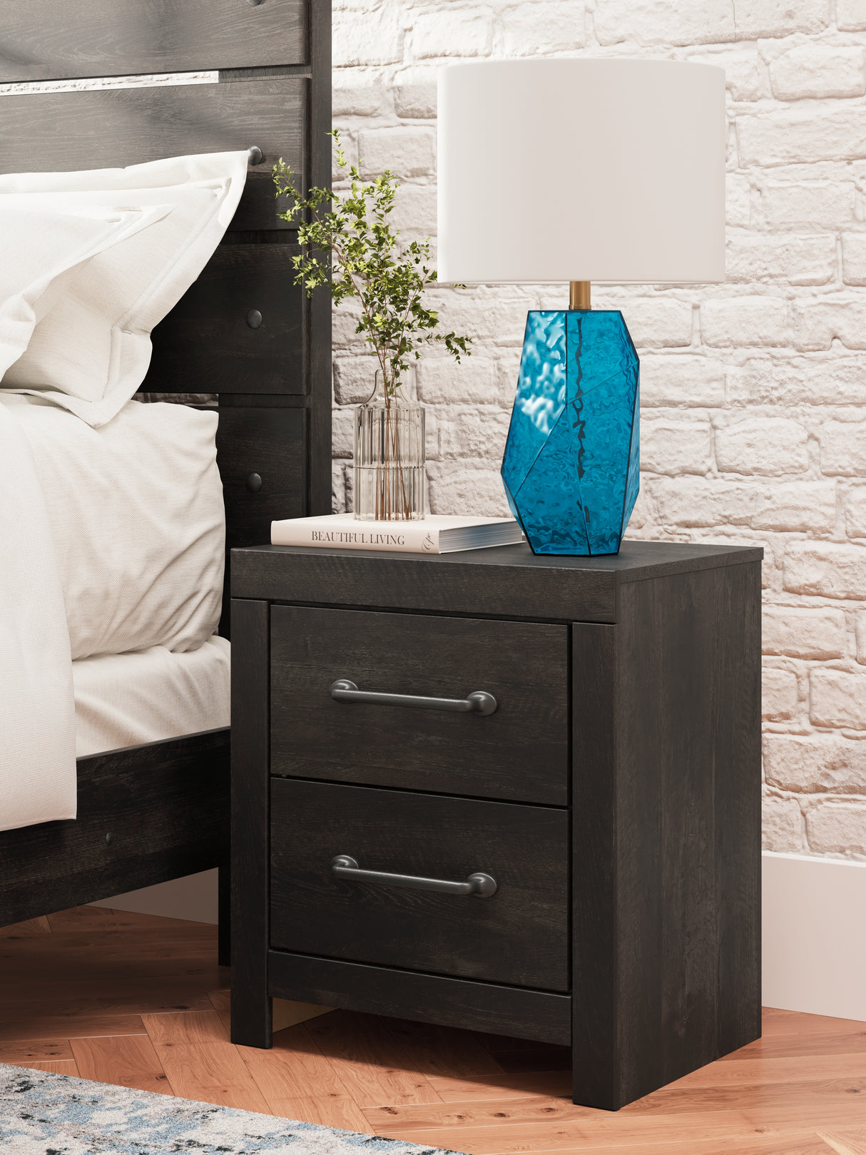 Furniture City Biloxi - Ashley Furniture - Hollivern Bedroom - Two Drawer Night Stand / Dark Gray - PCB2108-92