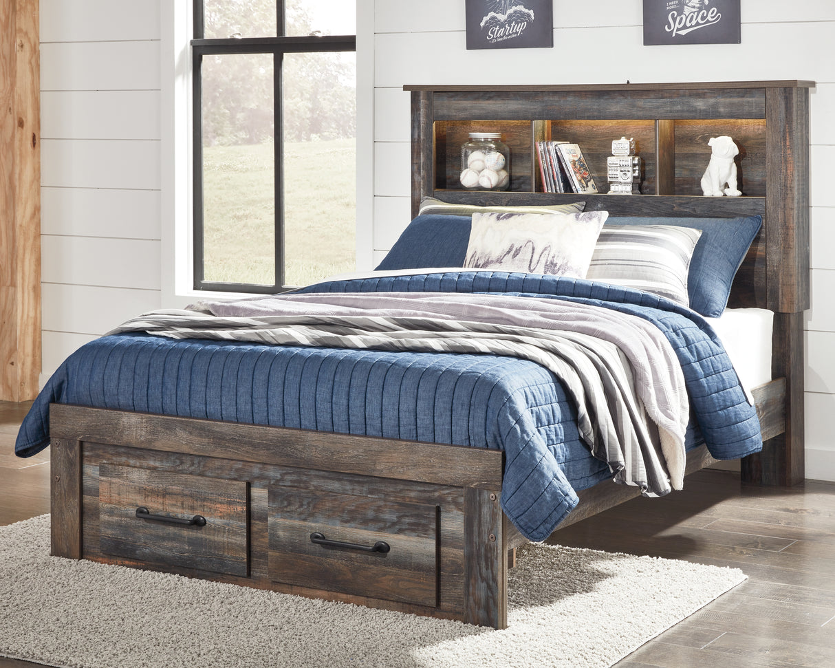 Furniture City Biloxi - Ashley Furniture - Drystan Bedroom - Full Bookcase Bed with 2 Storage Drawers / Multi - B211B21