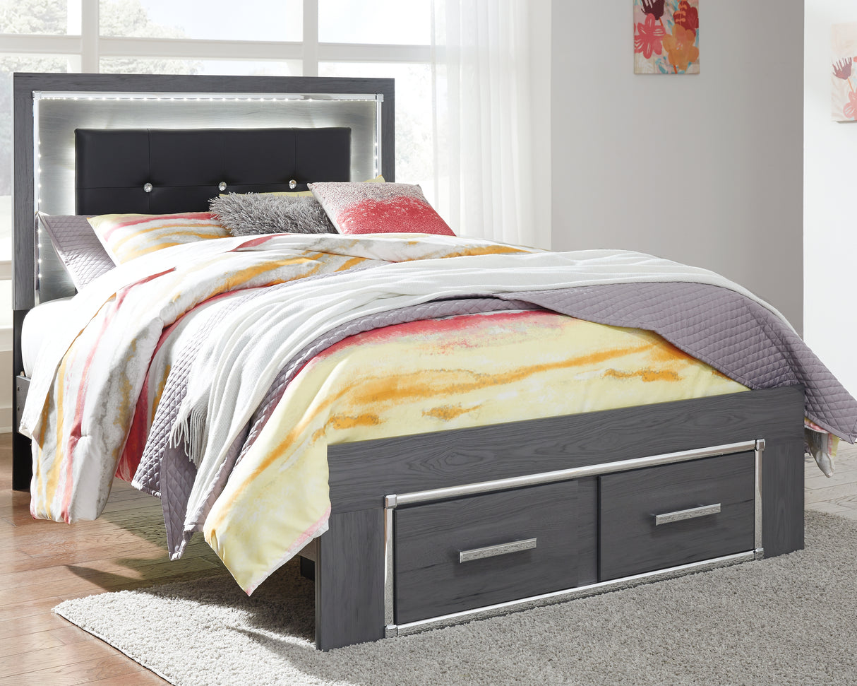 Furniture City Biloxi - Ashley Furniture - Lodanna Bedroom - Full Panel Bed with 2 Storage Drawers / Gray - B214B5