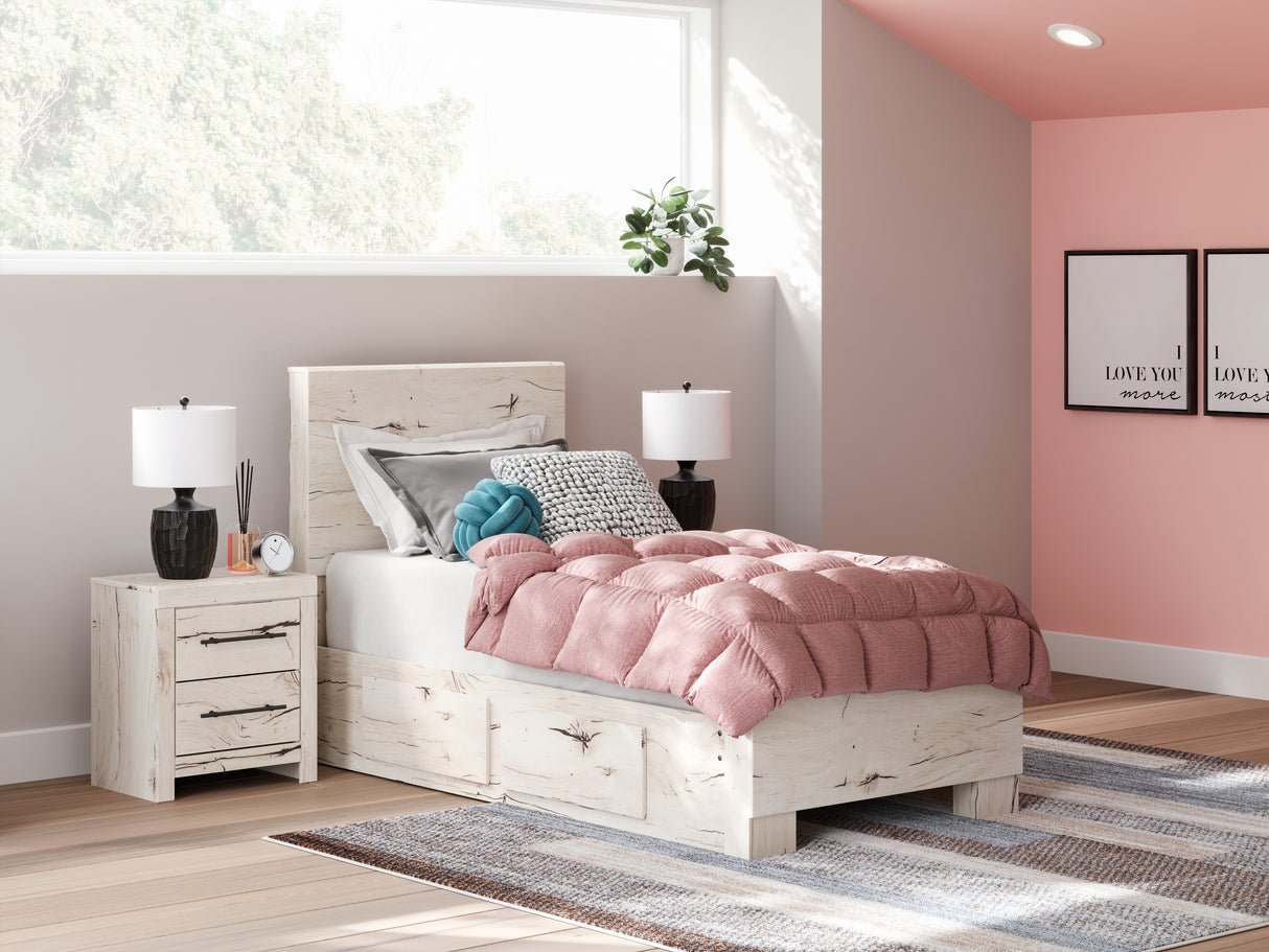 Furniture City Biloxi - Ashley Furniture - Lawroy Bedroom - Twin Panel Bed with Storage / Light Natural - B2310B23