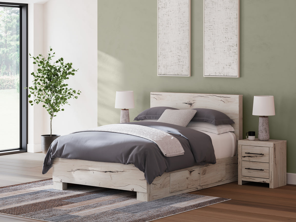 Furniture City Biloxi - Ashley Furniture - Lawroy Bedroom - Queen Panel Bed with Storage / Light Natural - B2310B8