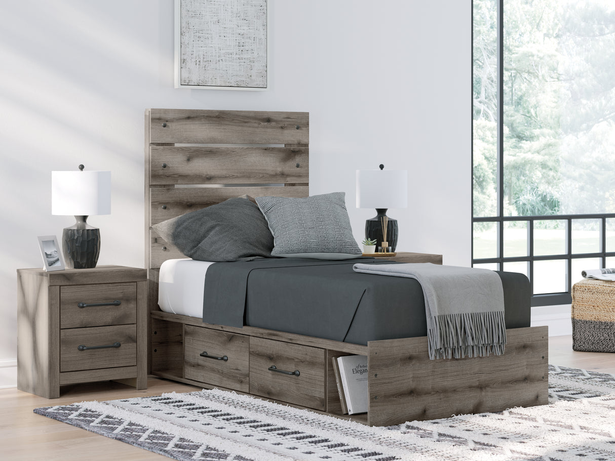 Furniture City Biloxi - Ashley Furniture - Graystorm Bedroom - Full Panel Bed with Storage / Brown Gray - PCB2405B17