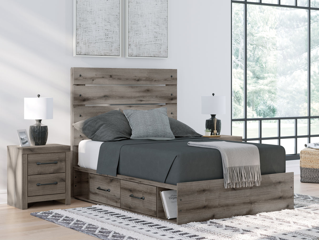 Furniture City Biloxi - Ashley Furniture - Graystorm Bedroom - Full Panel Bed with Storage / Brown Gray - PCB2405B17