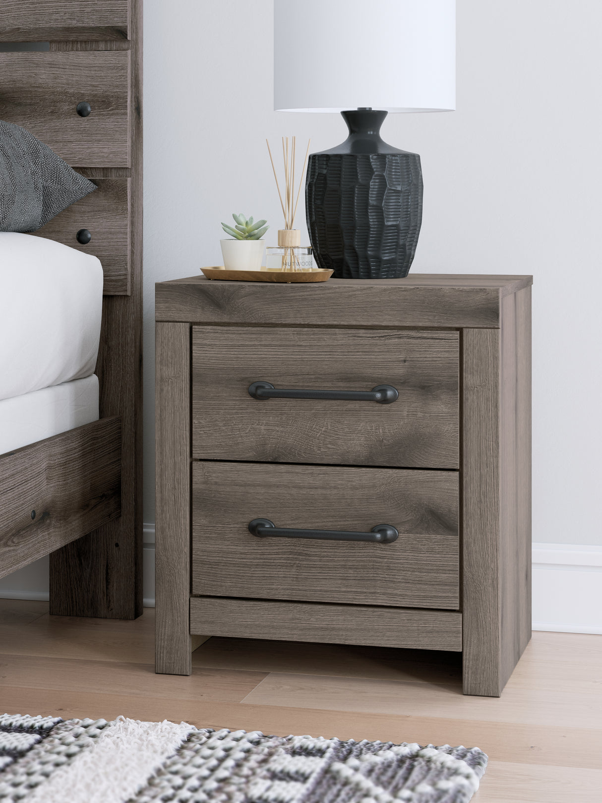 Furniture City Biloxi - Ashley Furniture - Graystorm Bedroom - Two Drawer Night Stand / Brown Gray - PCB2405-92