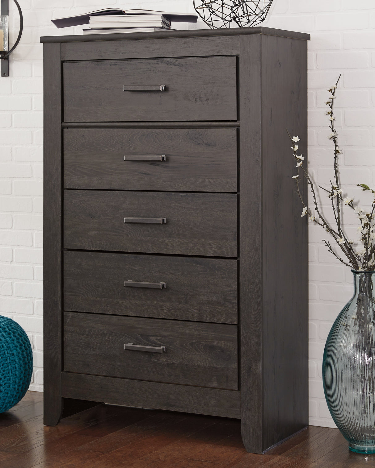 Furniture City Biloxi - Ashley Furniture - Brinxton Bedroom - Five Drawer Chest / Charcoal - B249-46