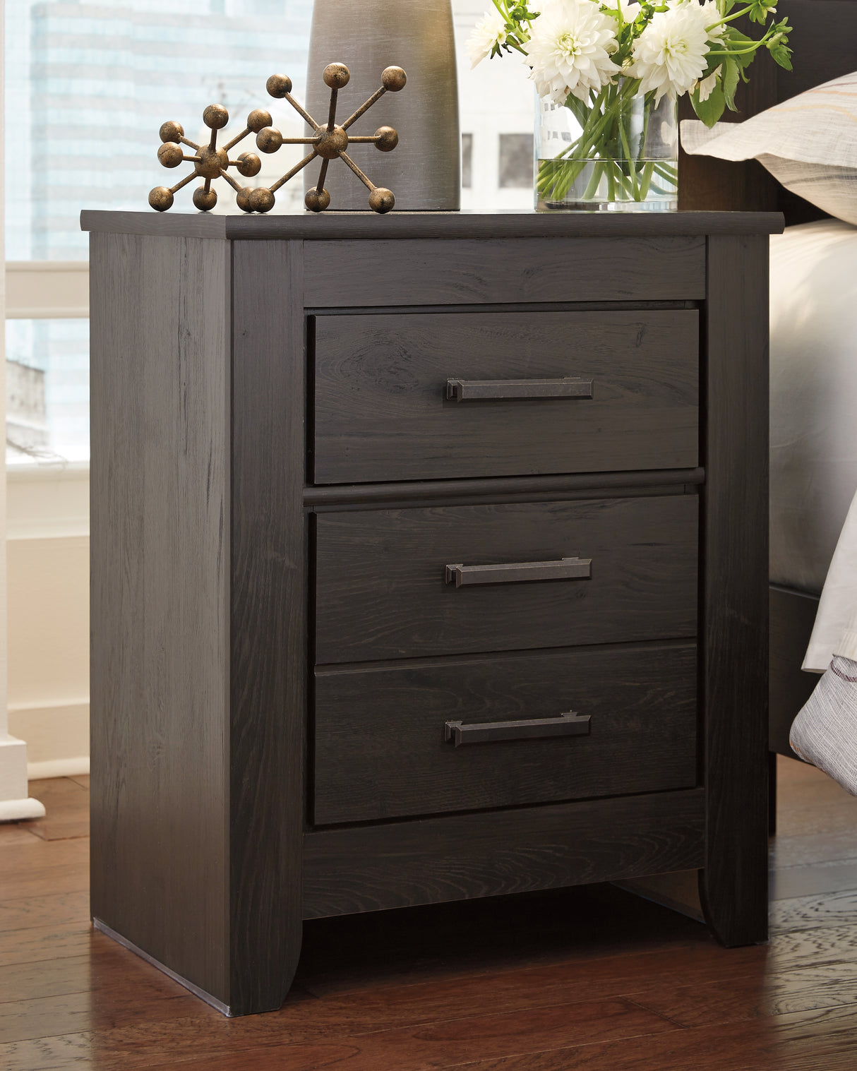 Furniture City Biloxi - Ashley Furniture - Brinxton Bedroom - Two Drawer Night Stand / Charcoal - B249-92