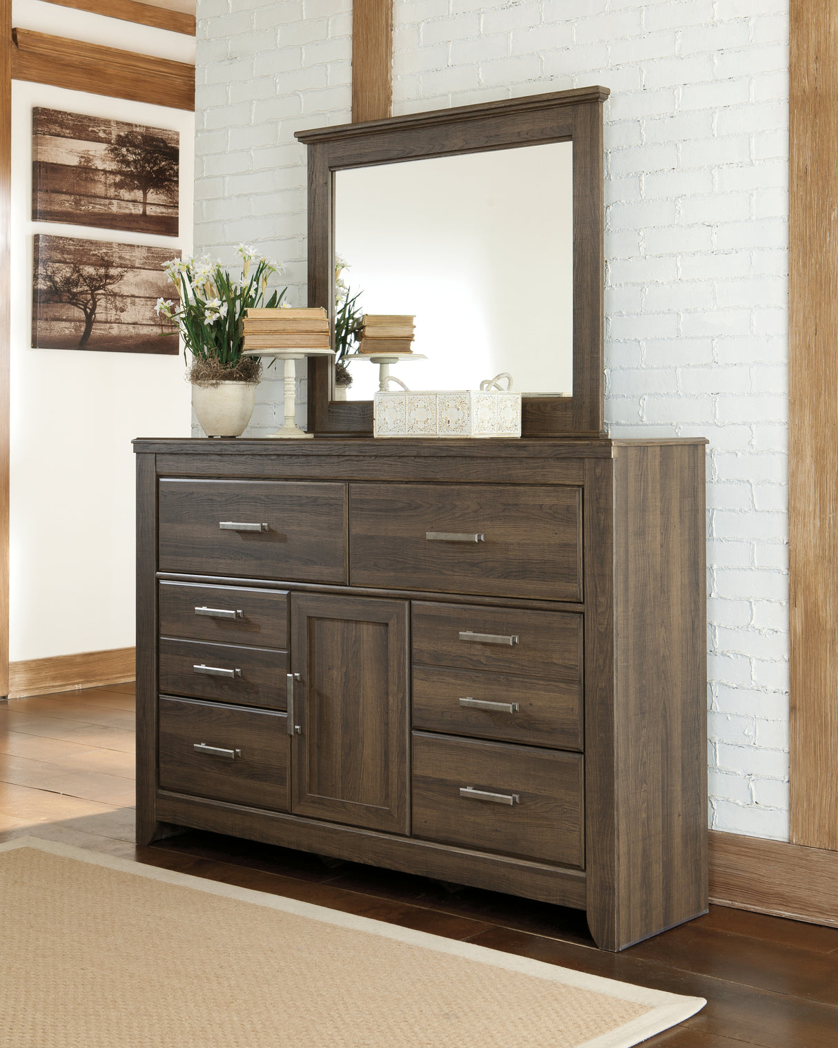 Furniture City Biloxi - Ashley Furniture - Juararo Bedroom - Two Drawer Night Stand / Dark Brown - B251-92