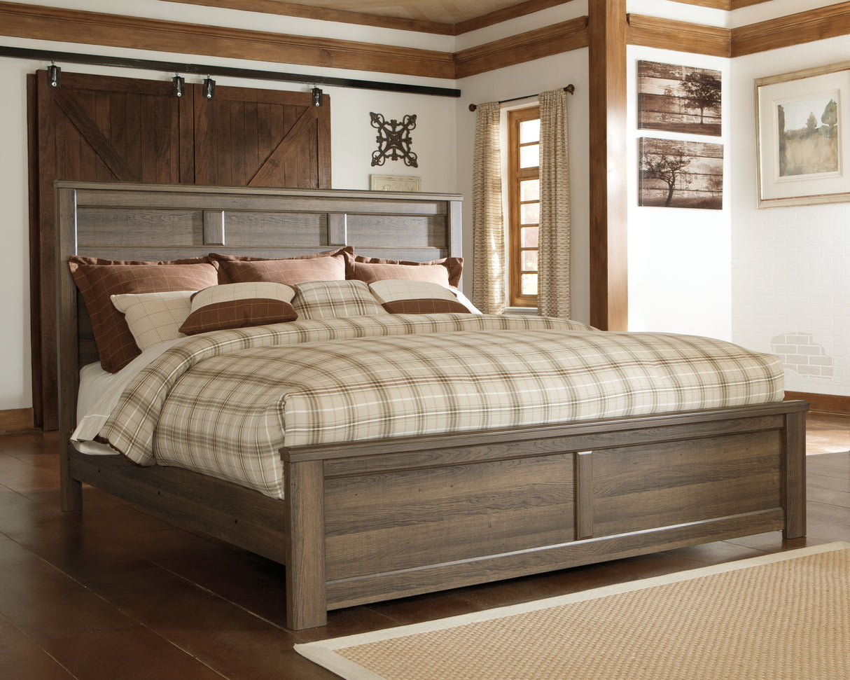 Furniture City Biloxi - Ashley Furniture - Juararo Bedroom - King Panel Bed / Dark Brown - B251B9