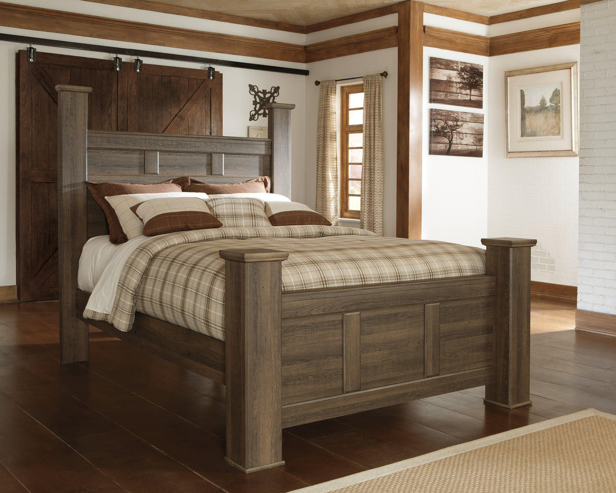 Furniture City Biloxi - Ashley Furniture - Juararo Bedroom - Queen Poster Bed / Dark Brown - B251B3