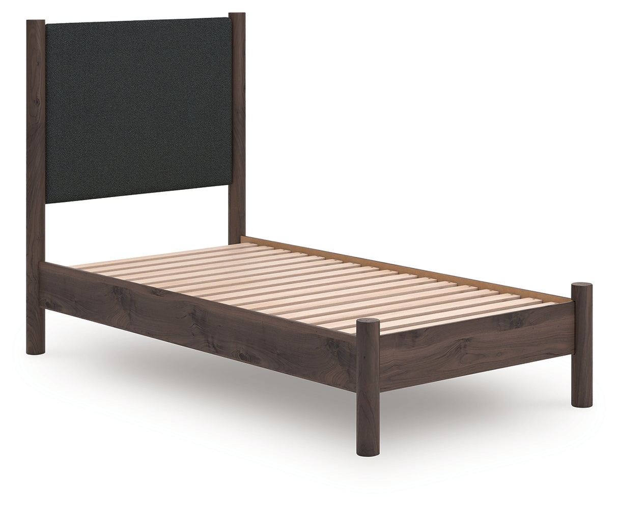 Furniture City Biloxi - Ashley Furniture - Pamytta Bedroom - Twin Upholstered Panel Platform Bed / Brown - PCB2614B8