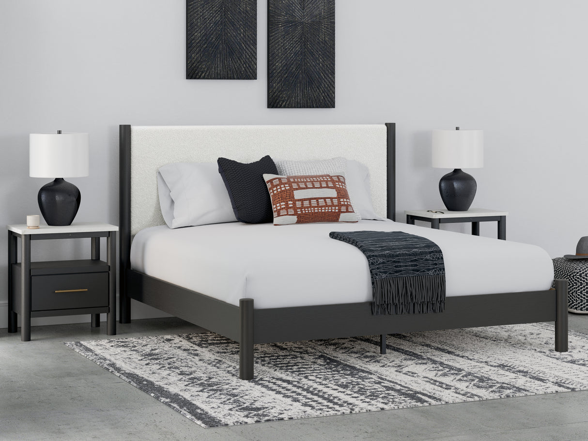 Furniture City Biloxi - Ashley Furniture - Cadmori Bedroom - King Upholstered Panel Bed / Black/White - B2616B8