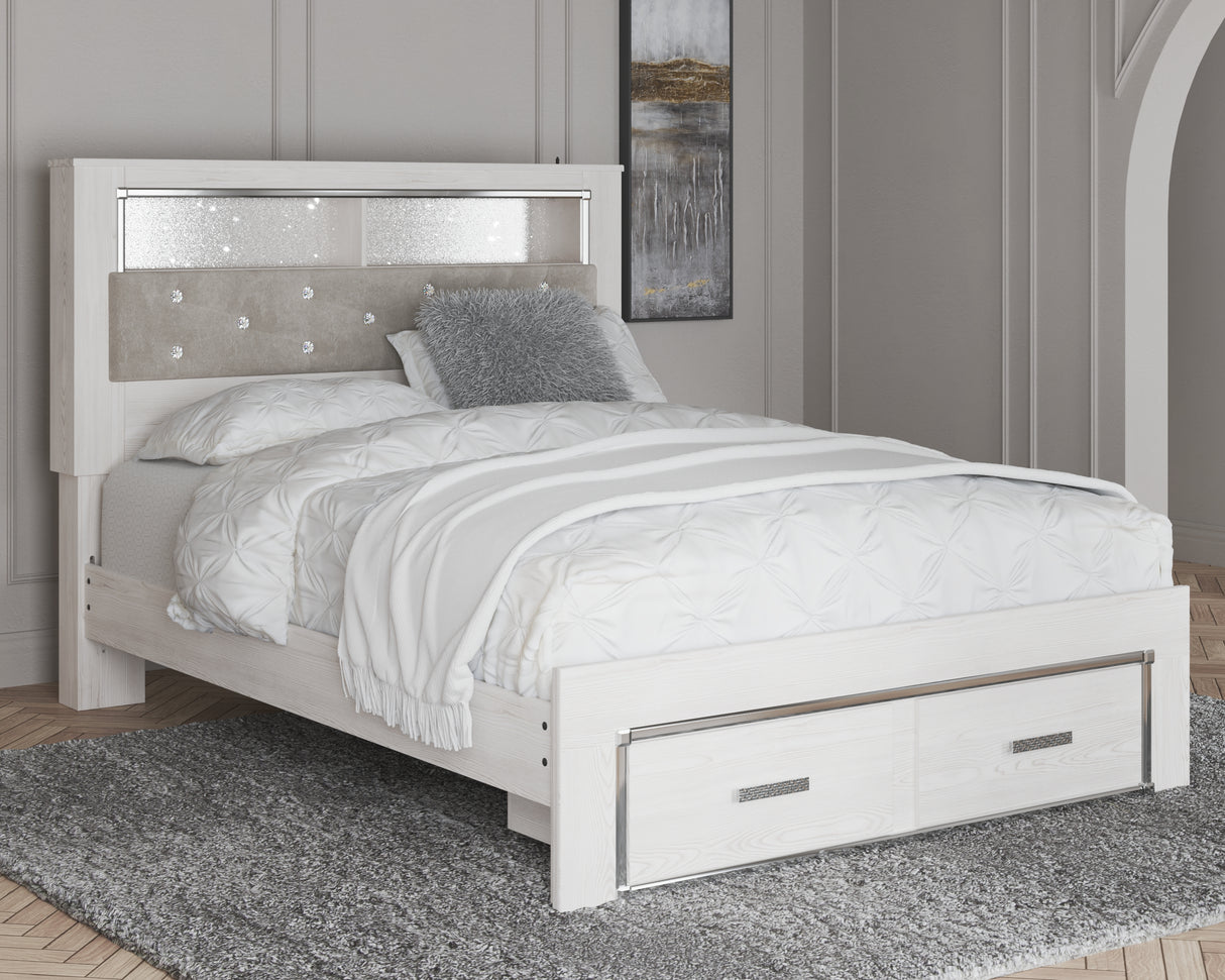 Furniture City Biloxi - Ashley Furniture - Altyra Bedroom - Queen Upholstered Bookcase Bed with Storage / White - B2640B19