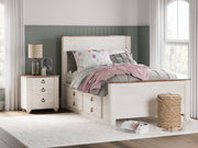 Furniture City Biloxi - Ashley Furniture - Willowton Bedroom - Full Panel Bed with 2 Storage Drawers / Whitewash - B267B22