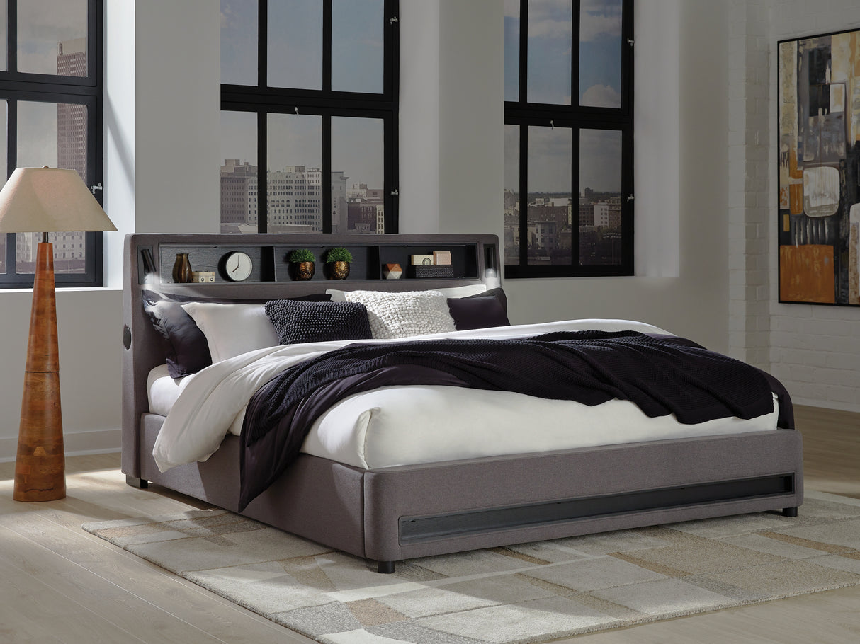 Furniture City Biloxi - Ashley Furniture - Verishaw Bedroom - King Upholstered Bed / Gray - PCB2721B21