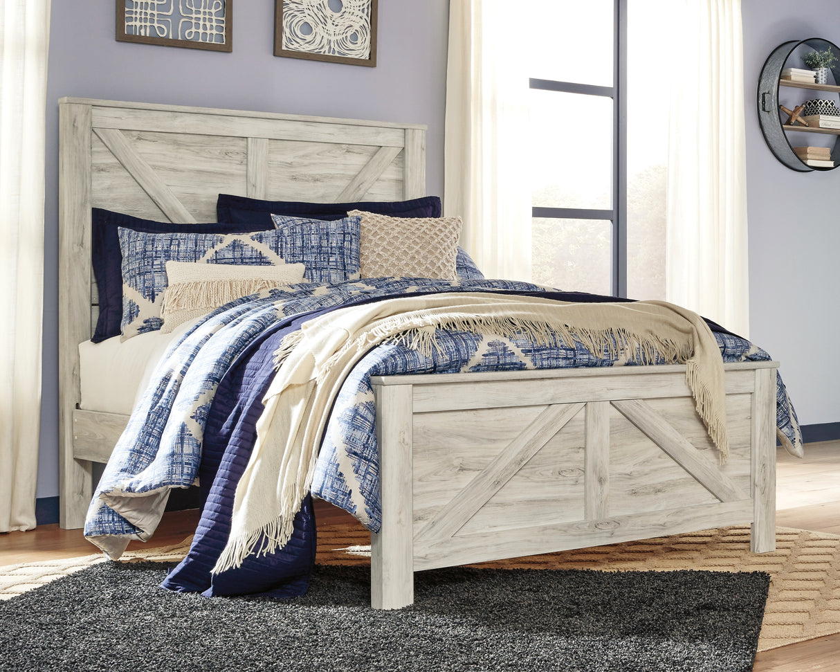 Furniture City Biloxi - Ashley Furniture - Bellaby Bedroom - Queen Crossbuck Panel Bed / Whitewash - B331B6