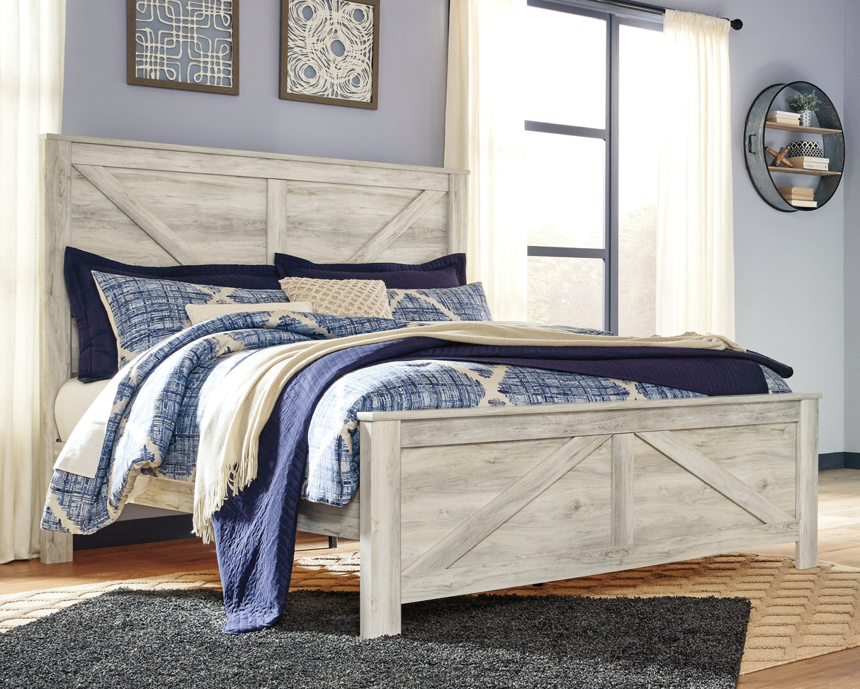 Furniture City Biloxi - Ashley Furniture - Bellaby Bedroom - King Crossbuck Panel Bed / Whitewash - B331B10