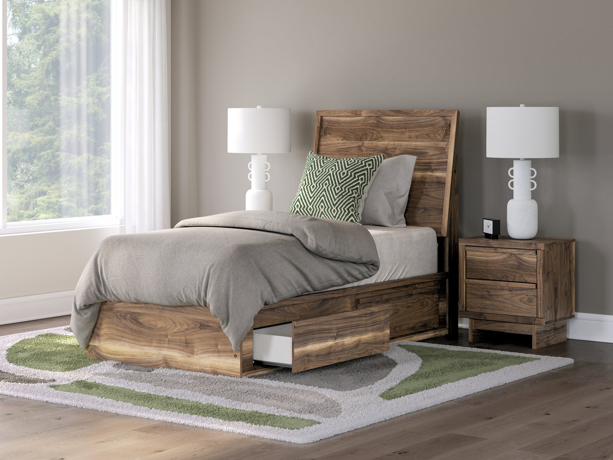 Furniture City Biloxi - Ashley Furniture - Chirason Bedroom - Twin Panel Bed with Storage / Brown - PCB3367B27