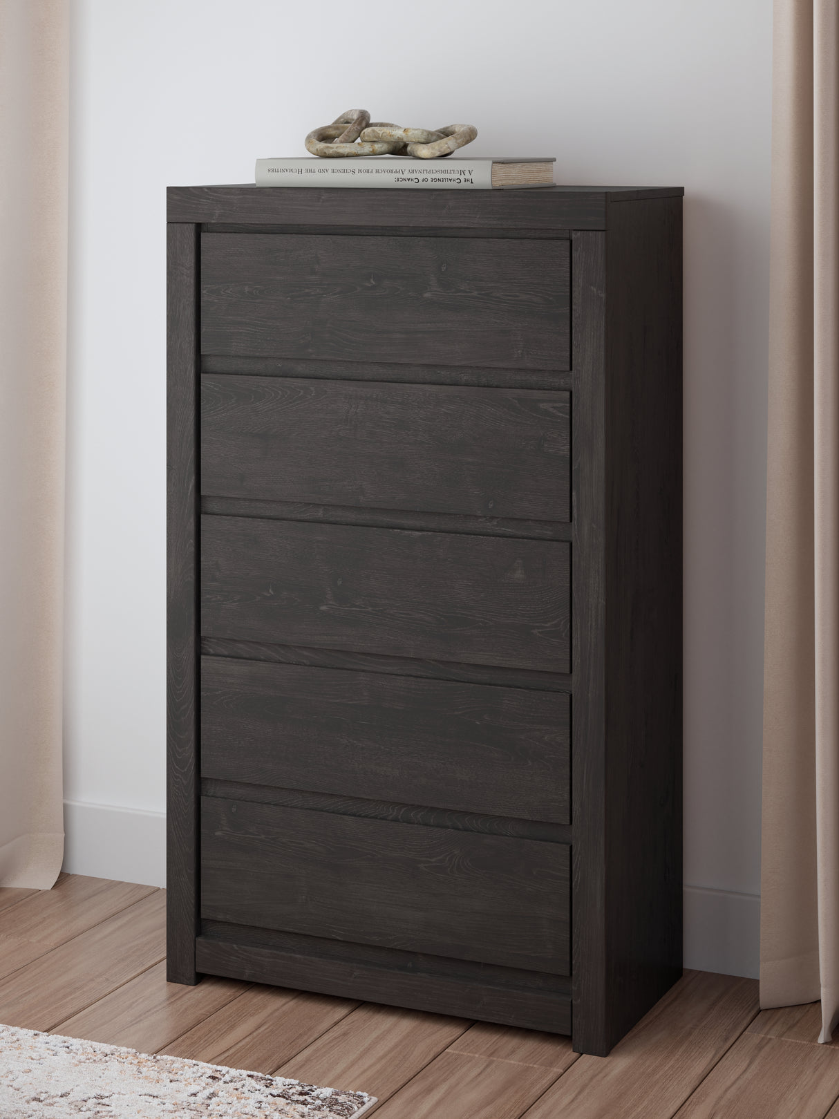 Furniture City Biloxi - Ashley Furniture - Fraluna Bedroom - Five Drawer Chest / Charcoal - PCB3370-46