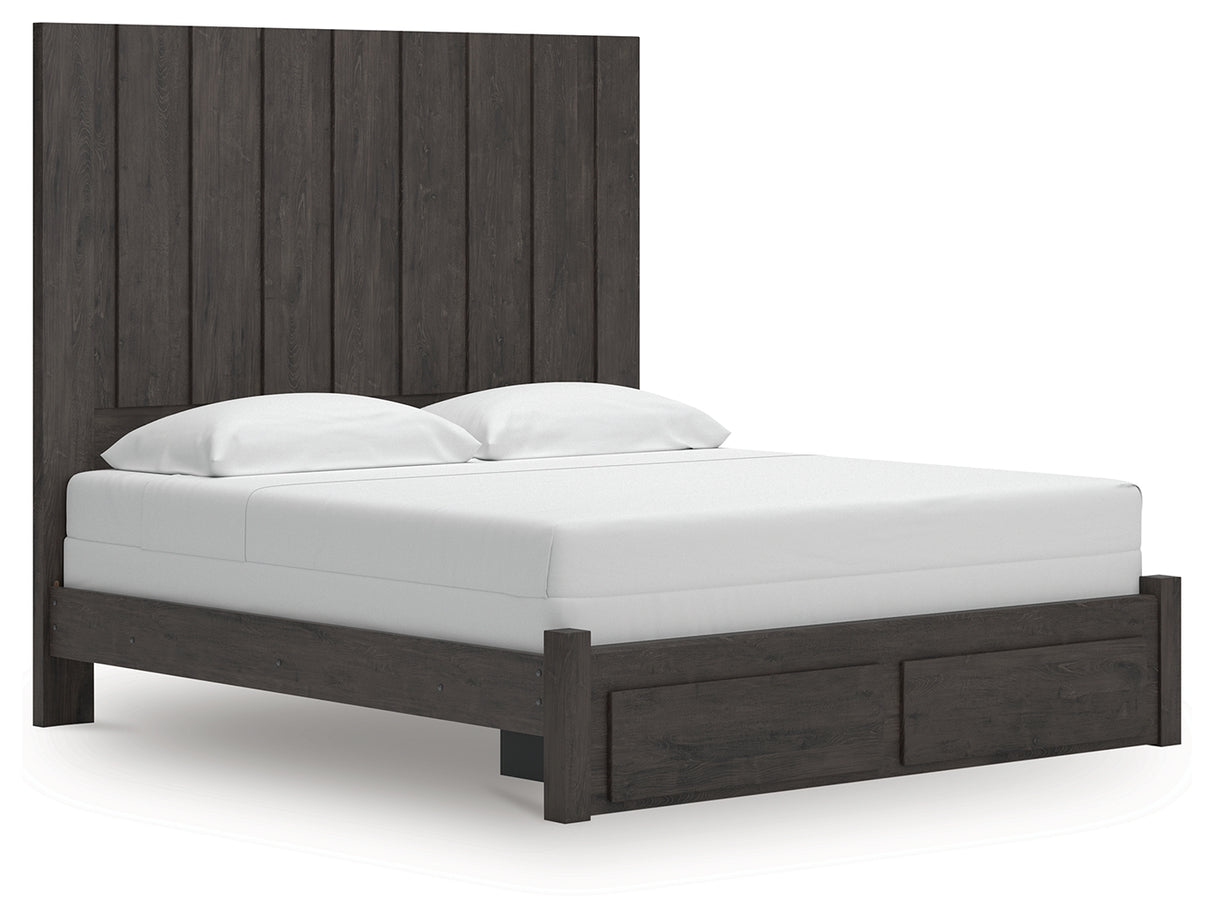Furniture City Biloxi - Ashley Furniture - Fraluna Bedroom - King Panel Storage Bed / Charcoal - PCB3370B9