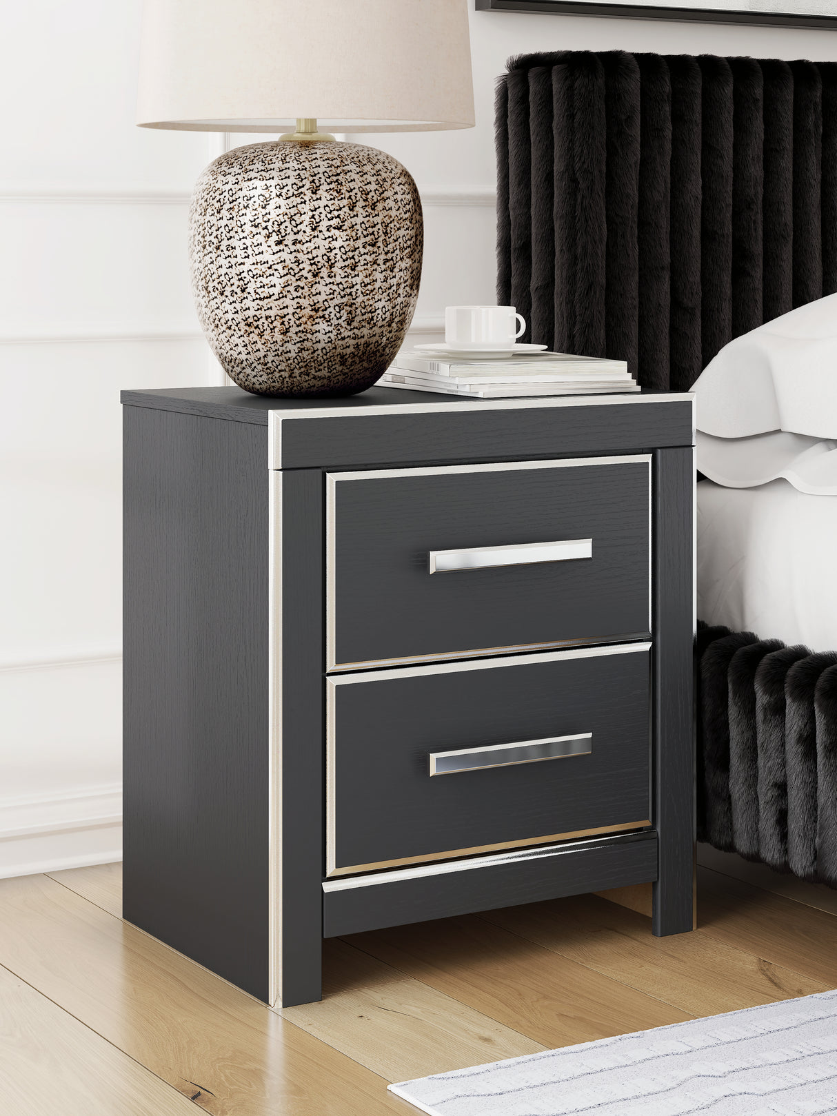Furniture City Biloxi - Ashley Furniture - Zuraleus Bedroom - Two Drawer Night Stand / Black - PCB3380-92