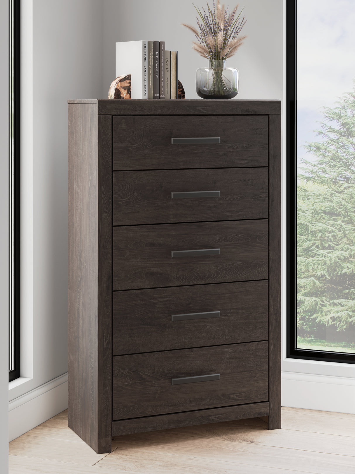 Furniture City Biloxi - Ashley Furniture - Prendonea Bedroom - Five Drawer Chest / Charcoal - B3789-46