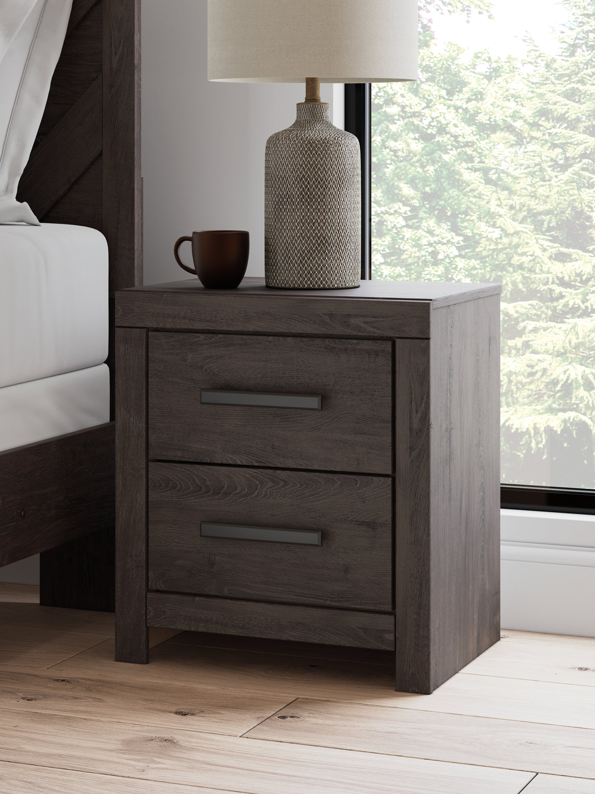 Furniture City Biloxi - Ashley Furniture - Prendonea Bedroom - Two Drawer Night Stand / Charcoal - B3789-92