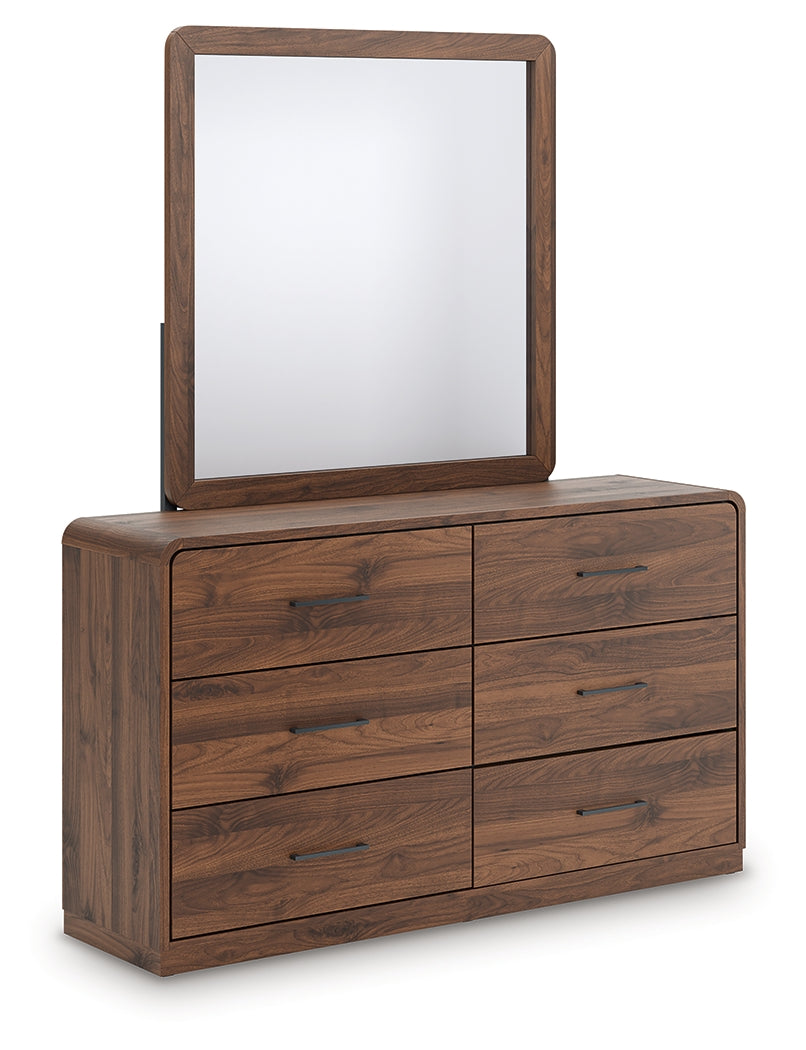 Furniture City Biloxi - Ashley Furniture - Fortlorn Bedroom - Dresser and Mirror / Walnut Brown - PCB386B1