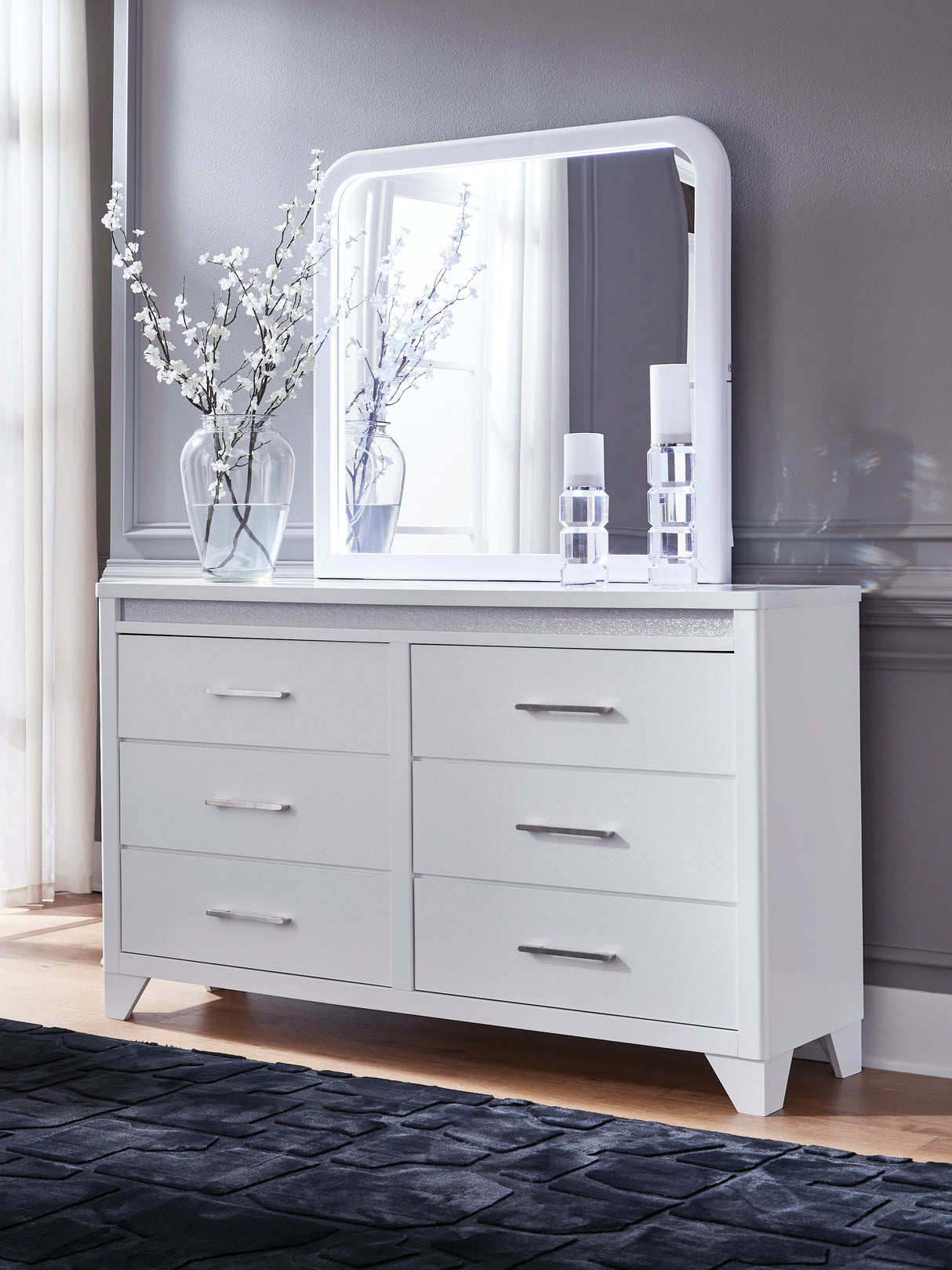 Furniture City Biloxi - Ashley Furniture - Jarlee Bedroom - King Upholstered Panel Bed / White - PCB392B4