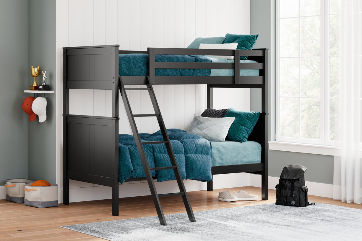 Furniture City Biloxi - Ashley Furniture - Nextonfort Bedroom - Twin over Twin Bunk Bed / Black - B396B7