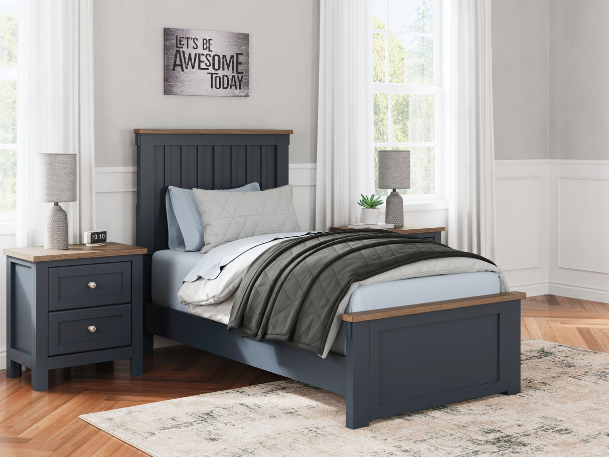 Furniture City Biloxi - Ashley Furniture - Landocken Bedroom - Twin Panel Bed / Brown/Blue - B414B2