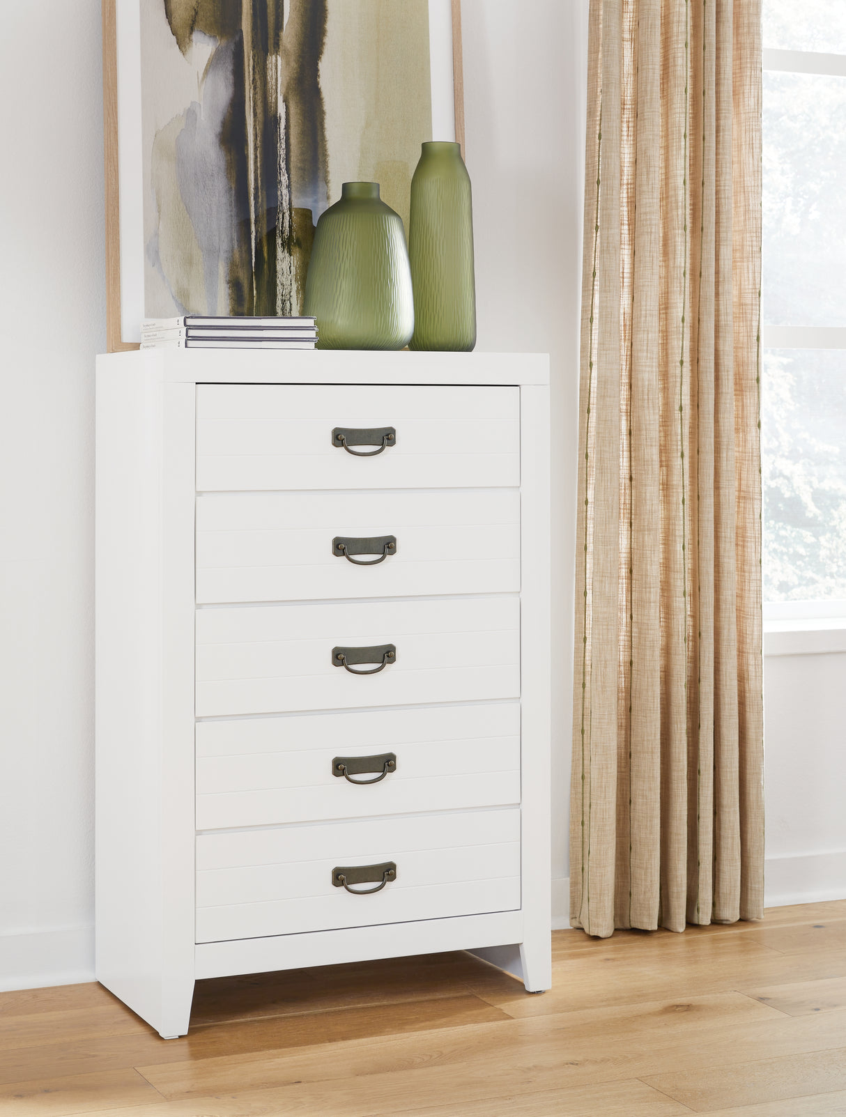Furniture City Biloxi - Ashley Furniture - Binterglen Bedroom - Five Drawer Chest / White - B427-46