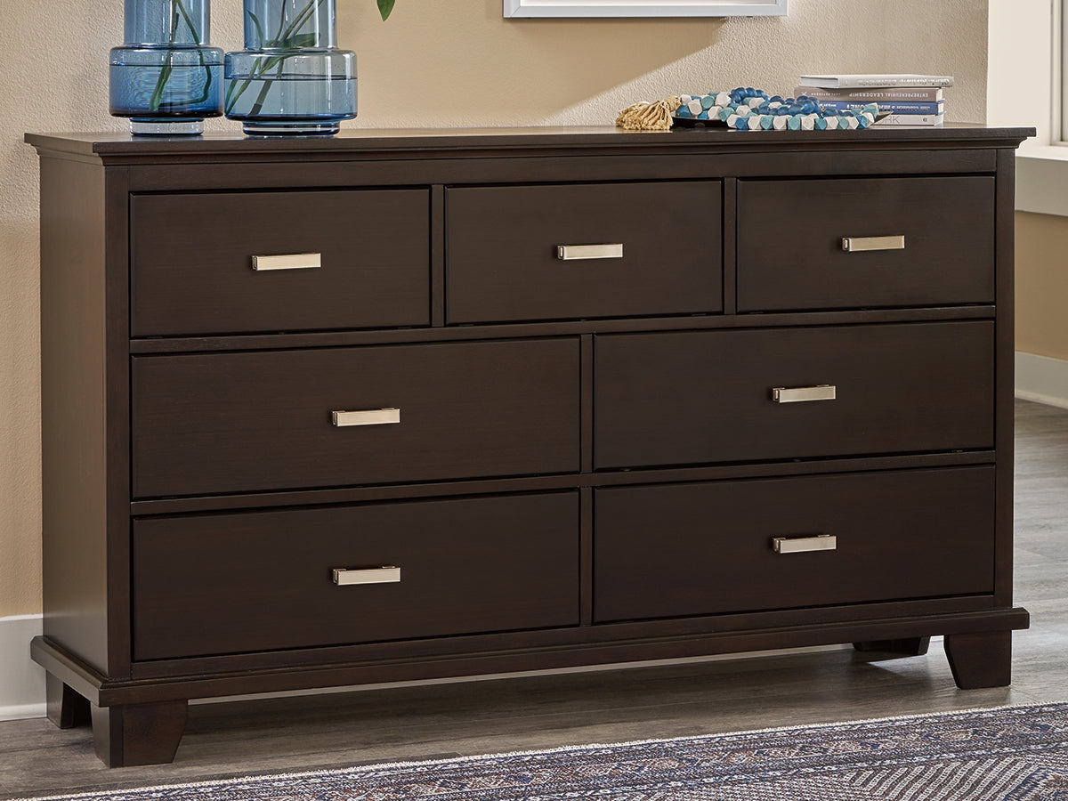 Furniture City Biloxi - Ashley Furniture - Covetown Bedroom - Dresser and Mirror / Dark Brown - B441B1